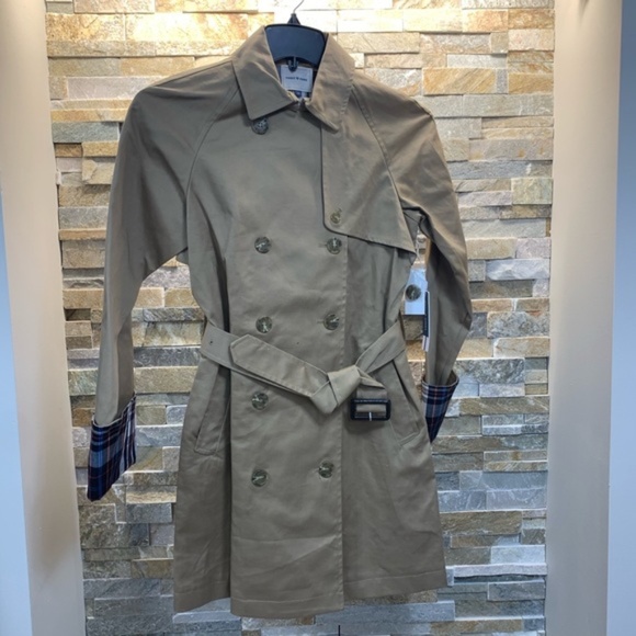 Court & Rowe Plaid Lined Double Breasted Trench Coat - Picture 4 of 7